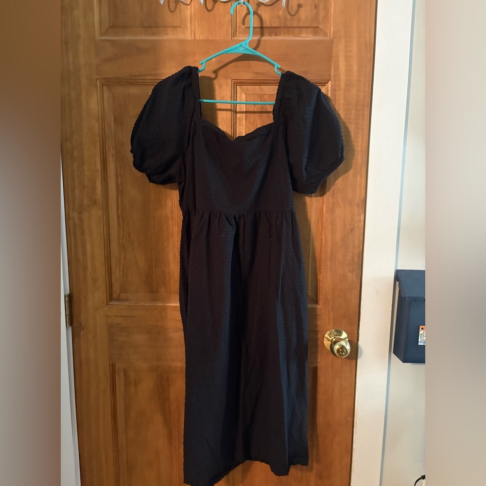 a new day Black Puff Sleeve Midi Dress